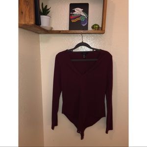 Forever 21 burgundy jumpsuit 3/4 sleeve